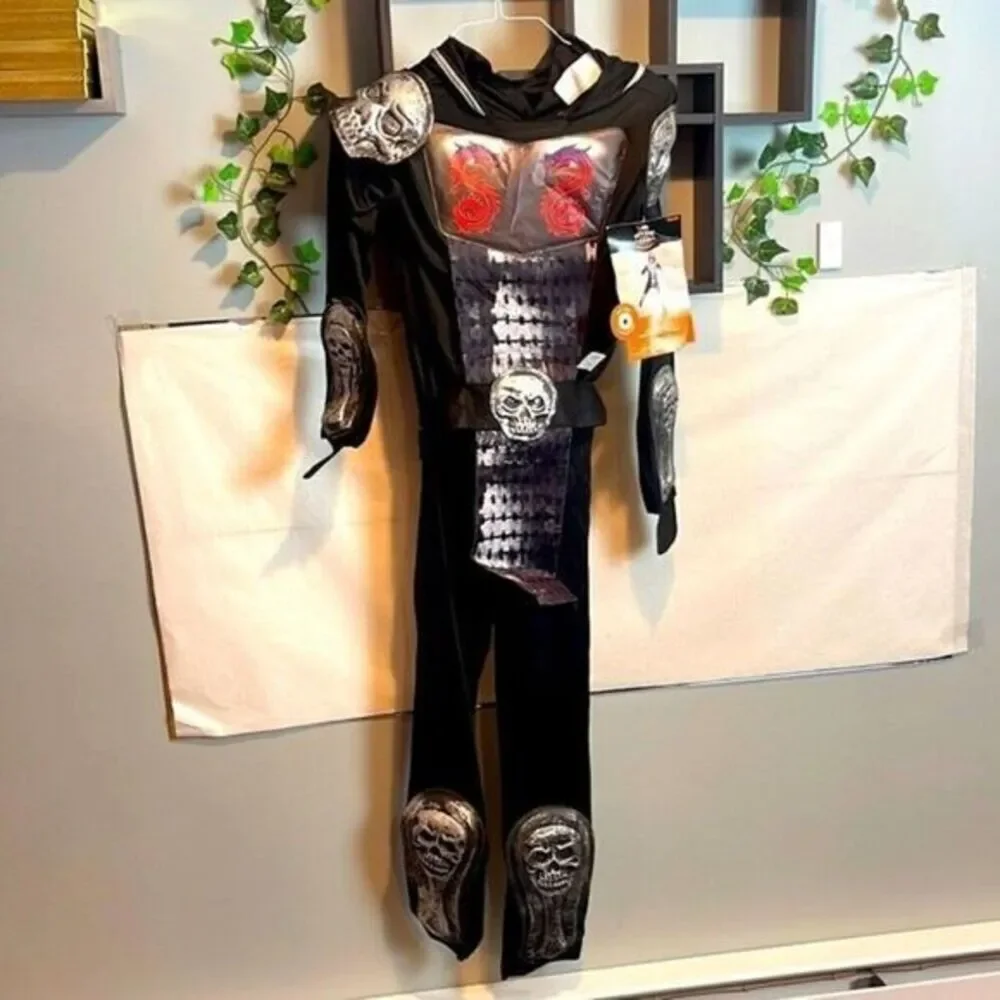 Light Up Iron Skull Ninja Halloween Costume Kids L 10-12‎